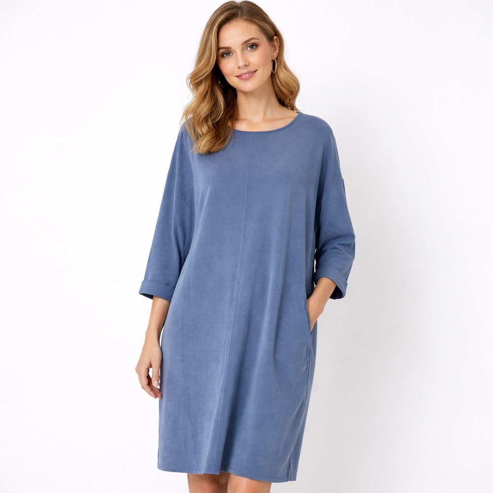 Pure J Jill Sand Washed Stretch Shirt Dress Small Simple Basic Beachy boho